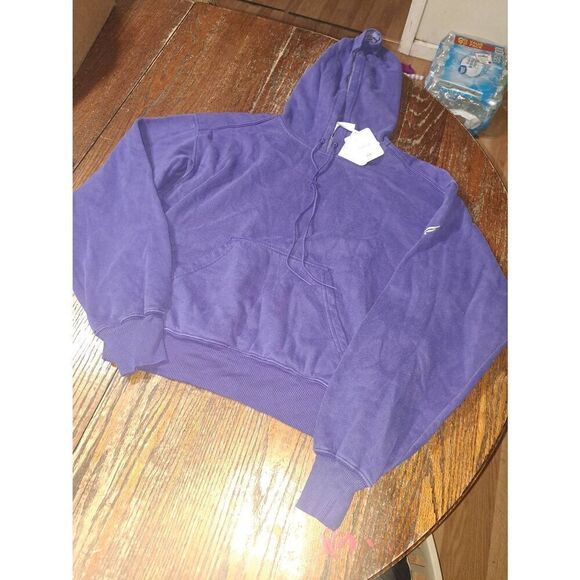 New Med Fabletic Washed Indigo White Forever Fleece Pullover Hoodie Sweatshirt - Picture 7 of 9